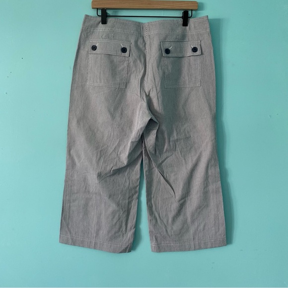 Tweeds Mariner Pinstriped Nautical Capri Side Button Wide Leg High Rise Pants 10 - Picture 7 of 7